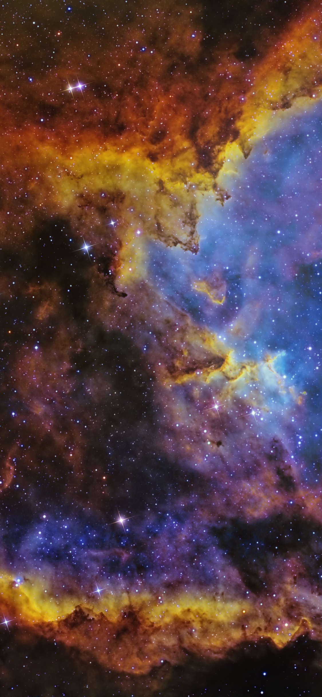 Blaue Und Braune Galaxieillustration. Wallpaper in 1125x2436 Resolution