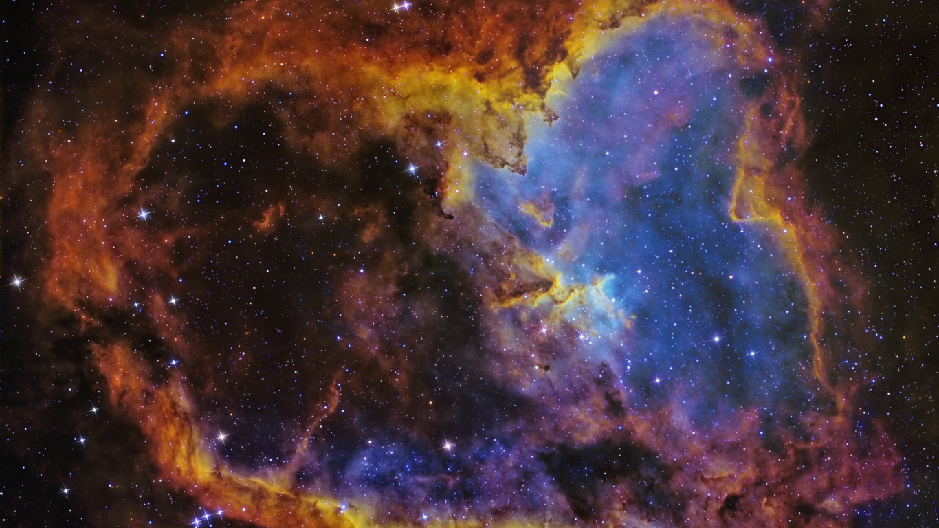 Blaue Und Braune Galaxieillustration. Wallpaper in 1366x768 Resolution