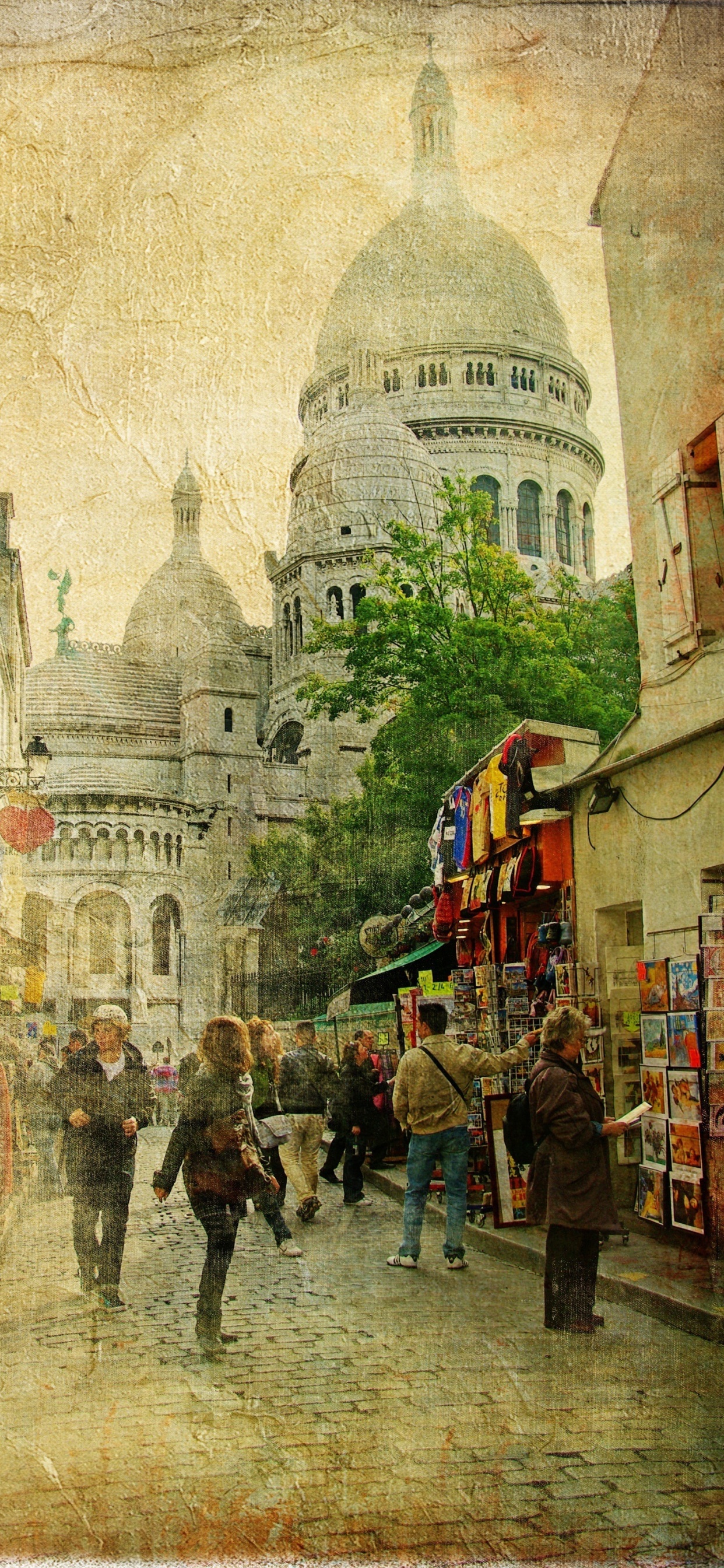 Leute, Die Tagsüber Auf Dem Bürgersteig Gehen. Wallpaper in 1242x2688 Resolution