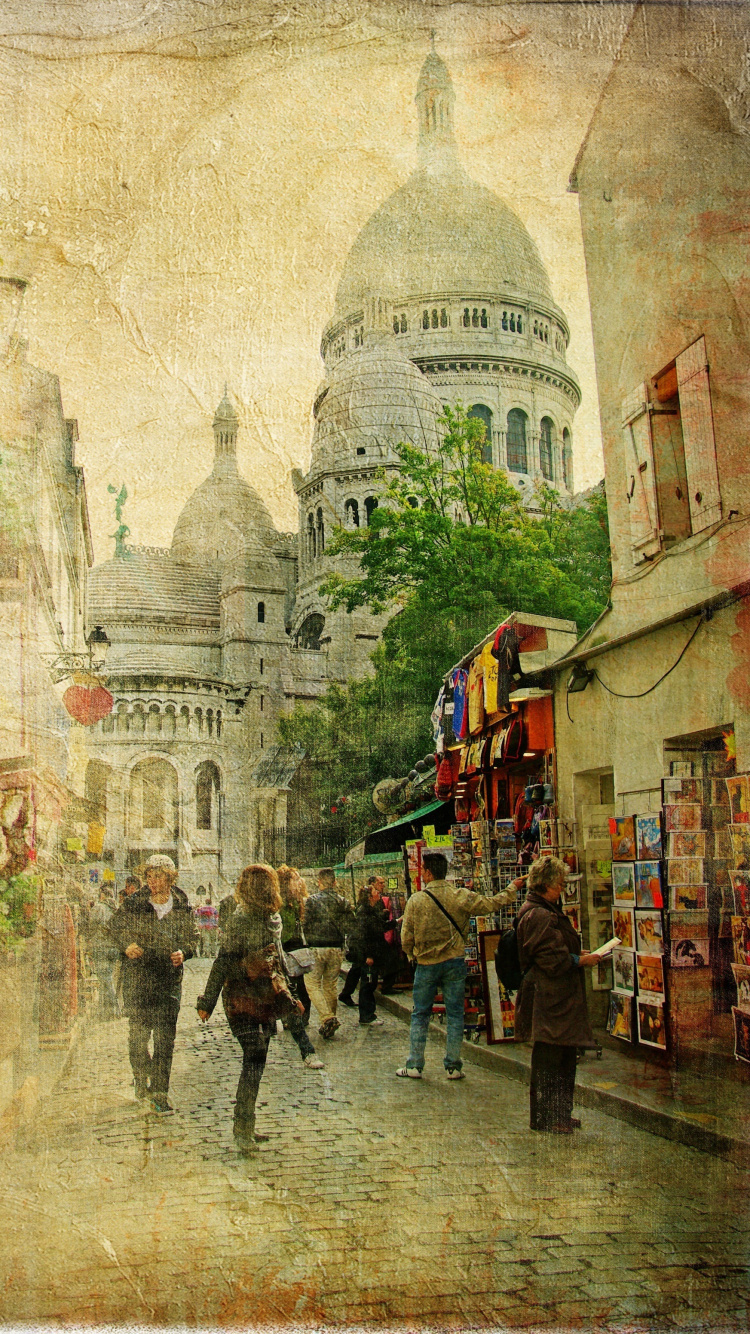 Leute, Die Tagsüber Auf Dem Bürgersteig Gehen. Wallpaper in 750x1334 Resolution