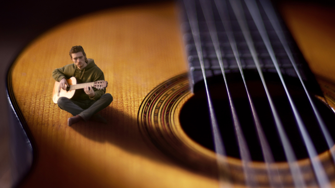 Musiker, Gezupfte Saiteninstrumente, Akustikgitarre, Musik, Bass. Wallpaper in 1366x768 Resolution