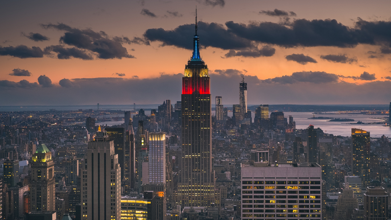 City Skyline During Night Time. Wallpaper in 1366x768 Resolution