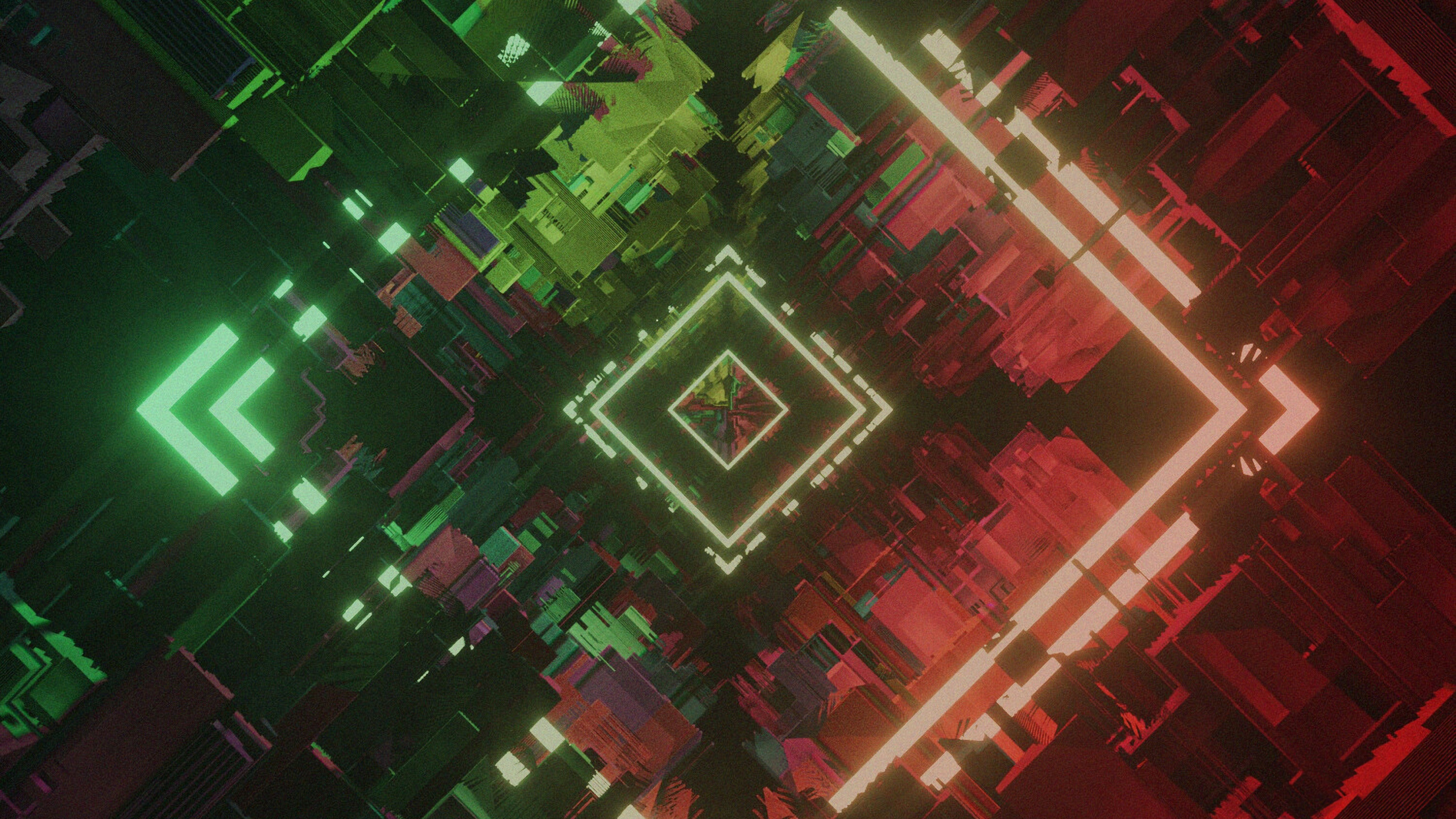 Red Green and Black Abstract Illustration. Wallpaper in 2560x1440 Resolution