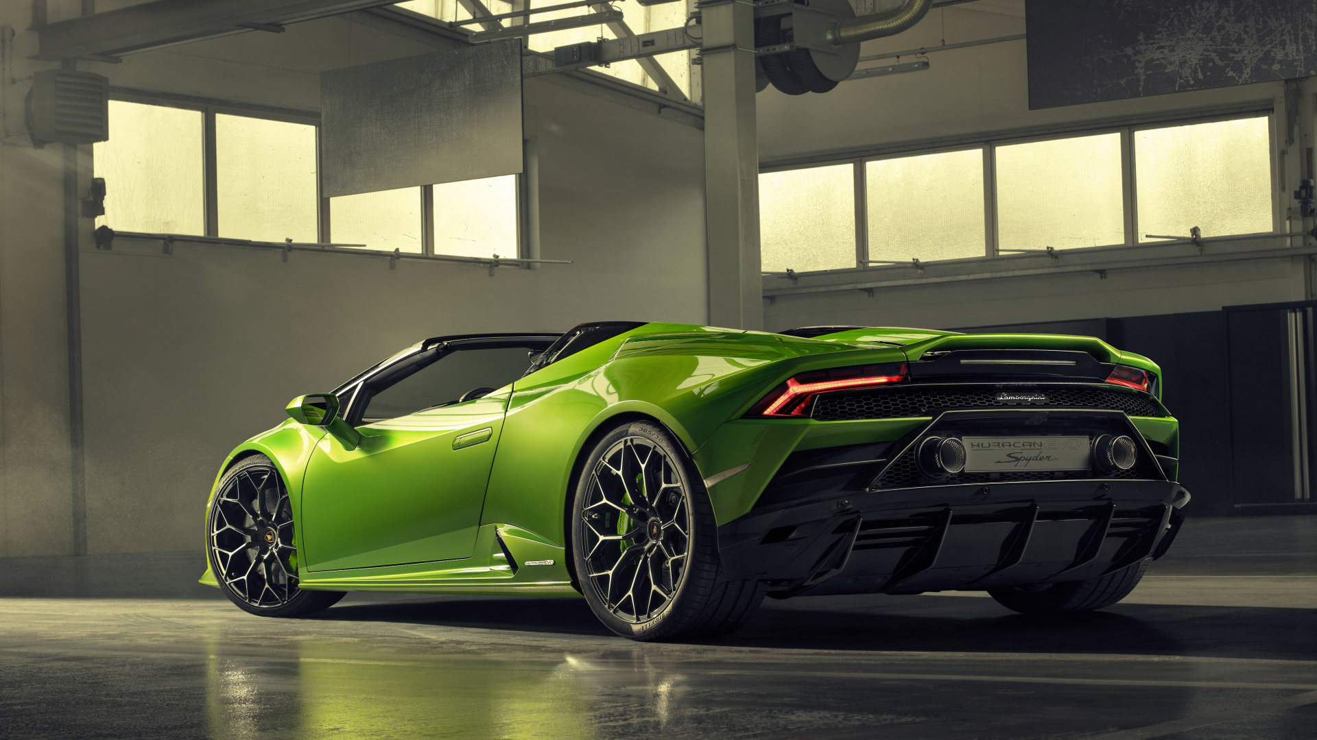 Green Porsche 911 Parked in Building. Wallpaper in 1920x1080 Resolution