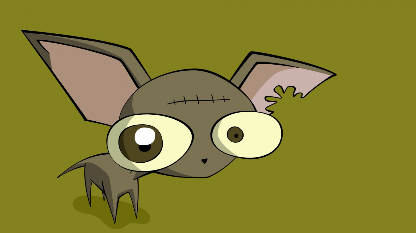 Chihuahua, 卡通, 尾巴, 蝙蝠, 脊椎动物 壁纸 1366x768 允许