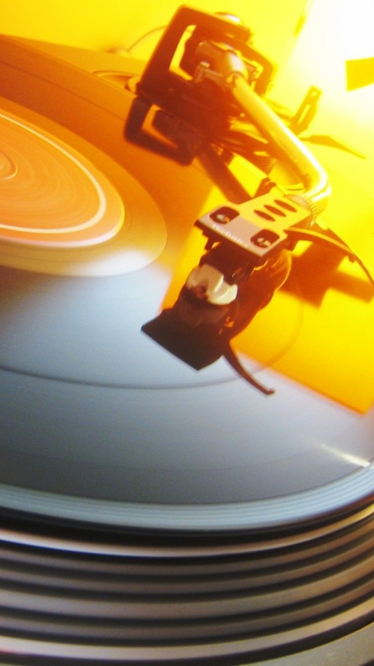留声机, 橙色, Dj混合, 黄色的, 光盘 壁纸 750x1334 允许