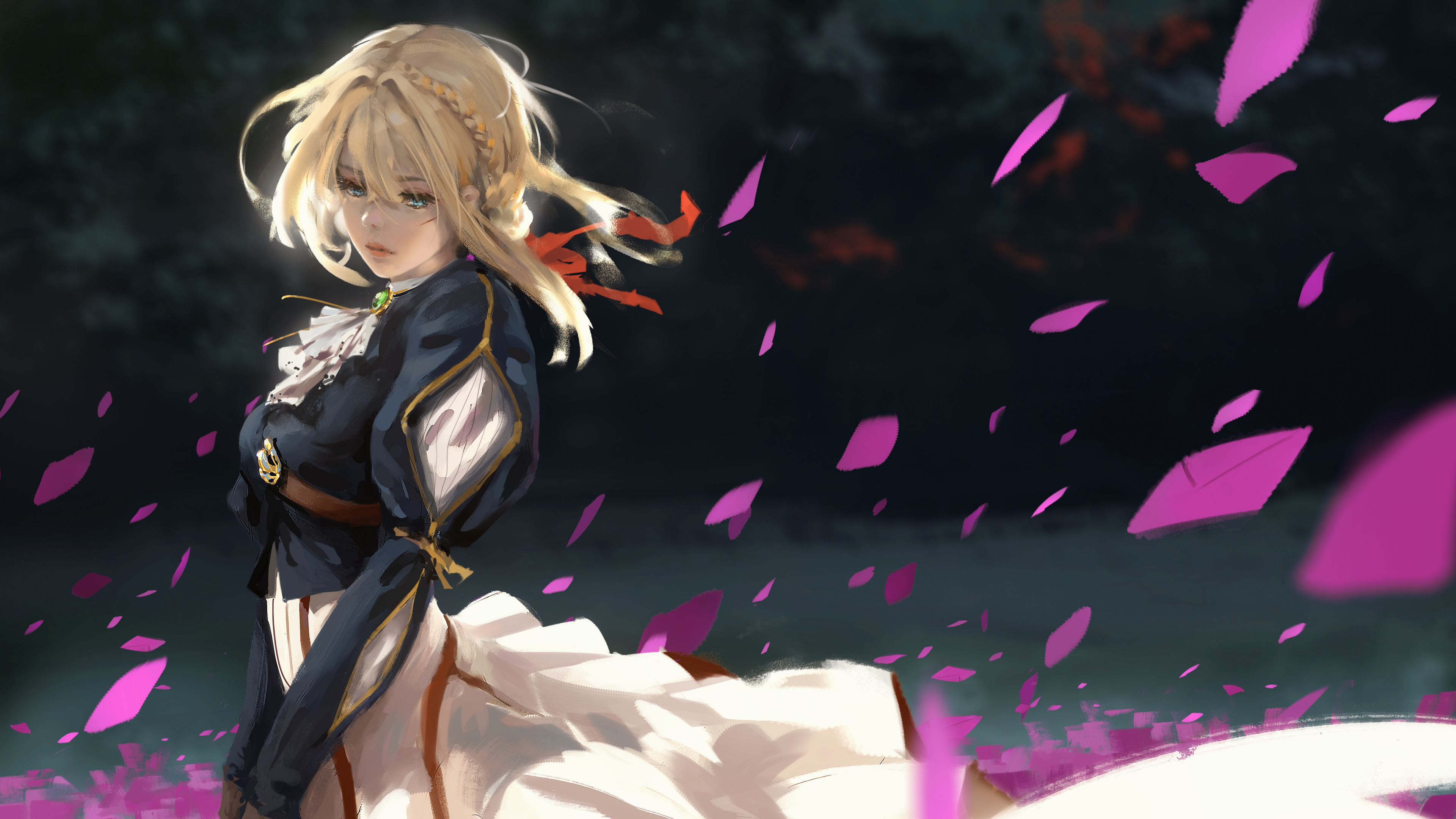 Mädchen in Schwarz-weißer Schuluniform Anime-Charakter. Wallpaper in 3840x2160 Resolution