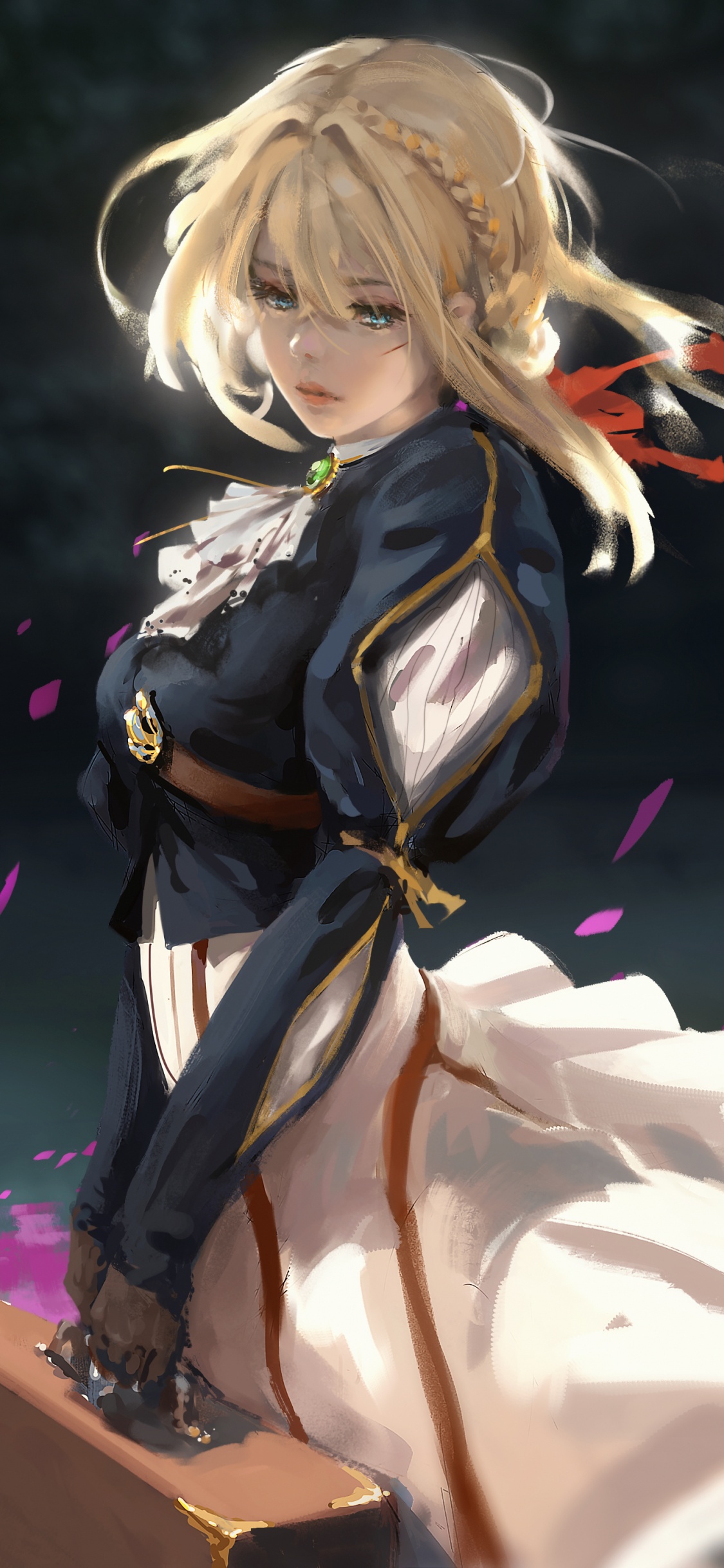 Chica en Blanco y Negro Personaje de Anime Uniforme Escolar. Wallpaper in 1125x2436 Resolution