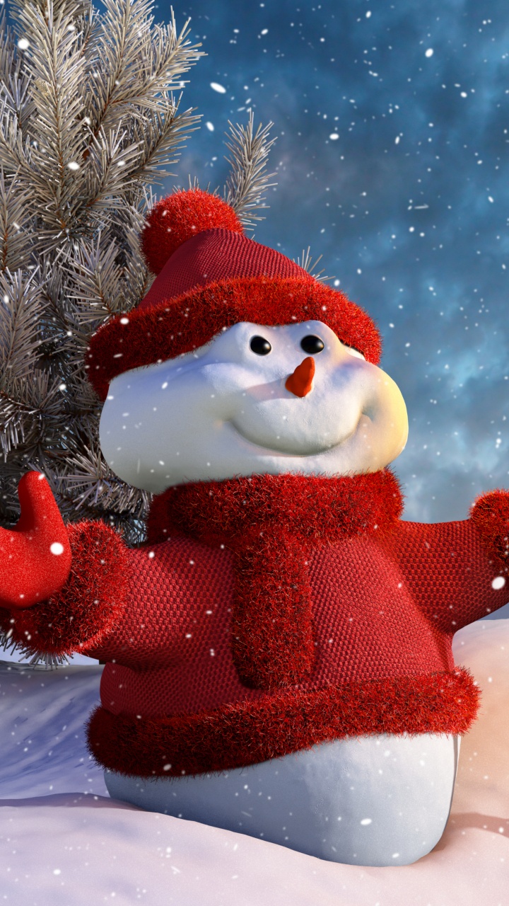 Snowman, Christmas Day, Santa Claus, Winter, Snow. Wallpaper in 720x1280 Resolution