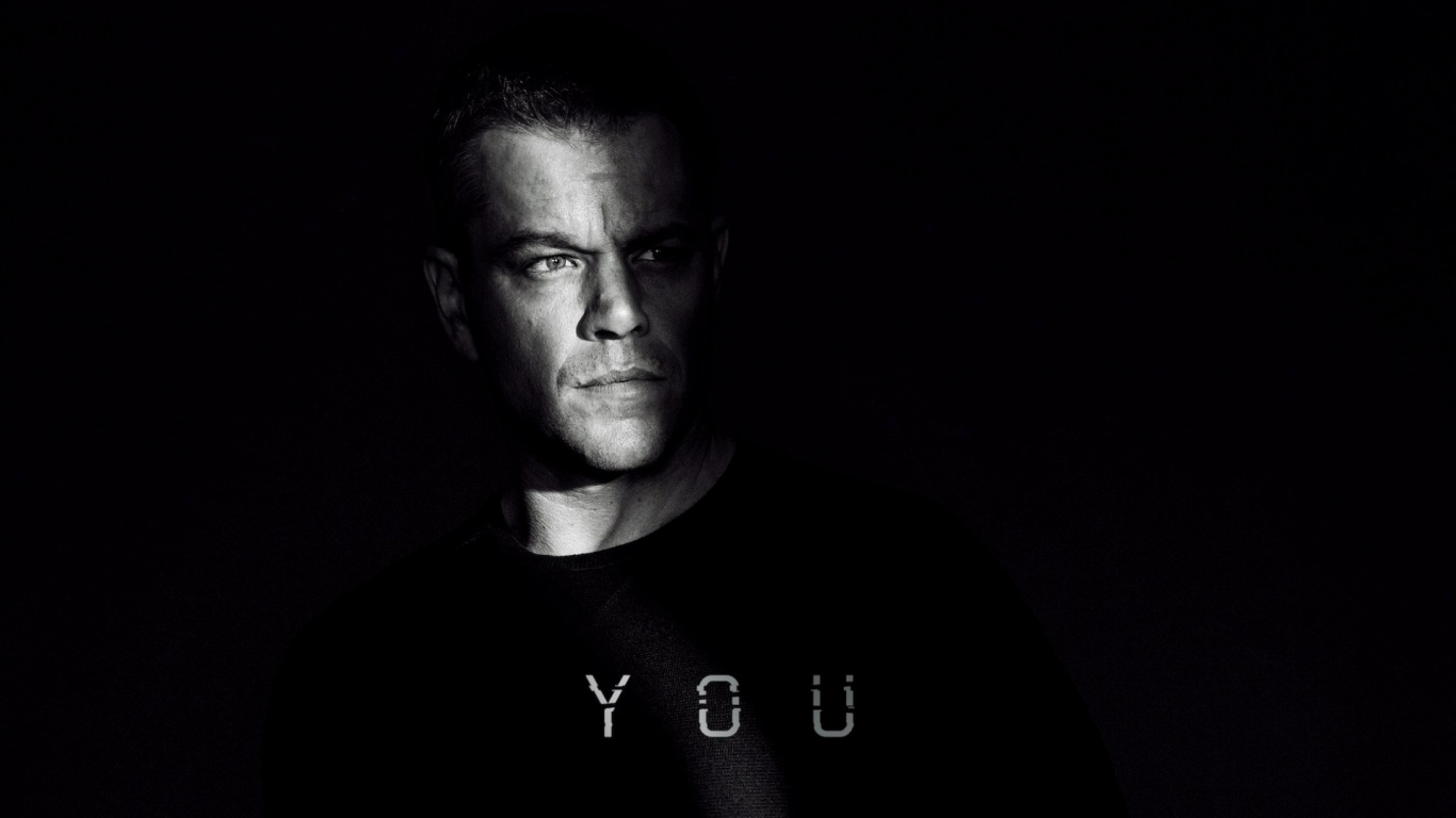 Matt Damon, 黑色的, 肖像, 下巴, 黑色和白色的 壁纸 1366x768 允许