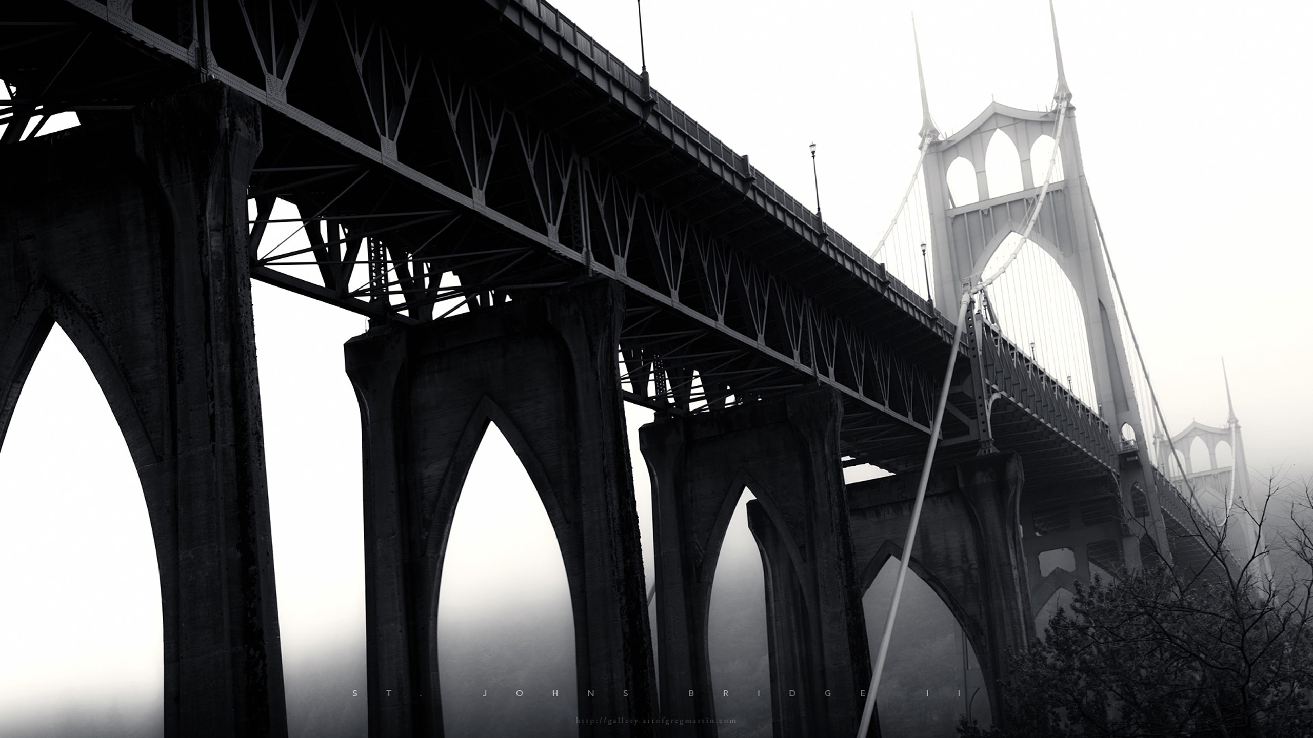 Gray Concrete Bridge Under White Sky. Wallpaper in 2560x1440 Resolution