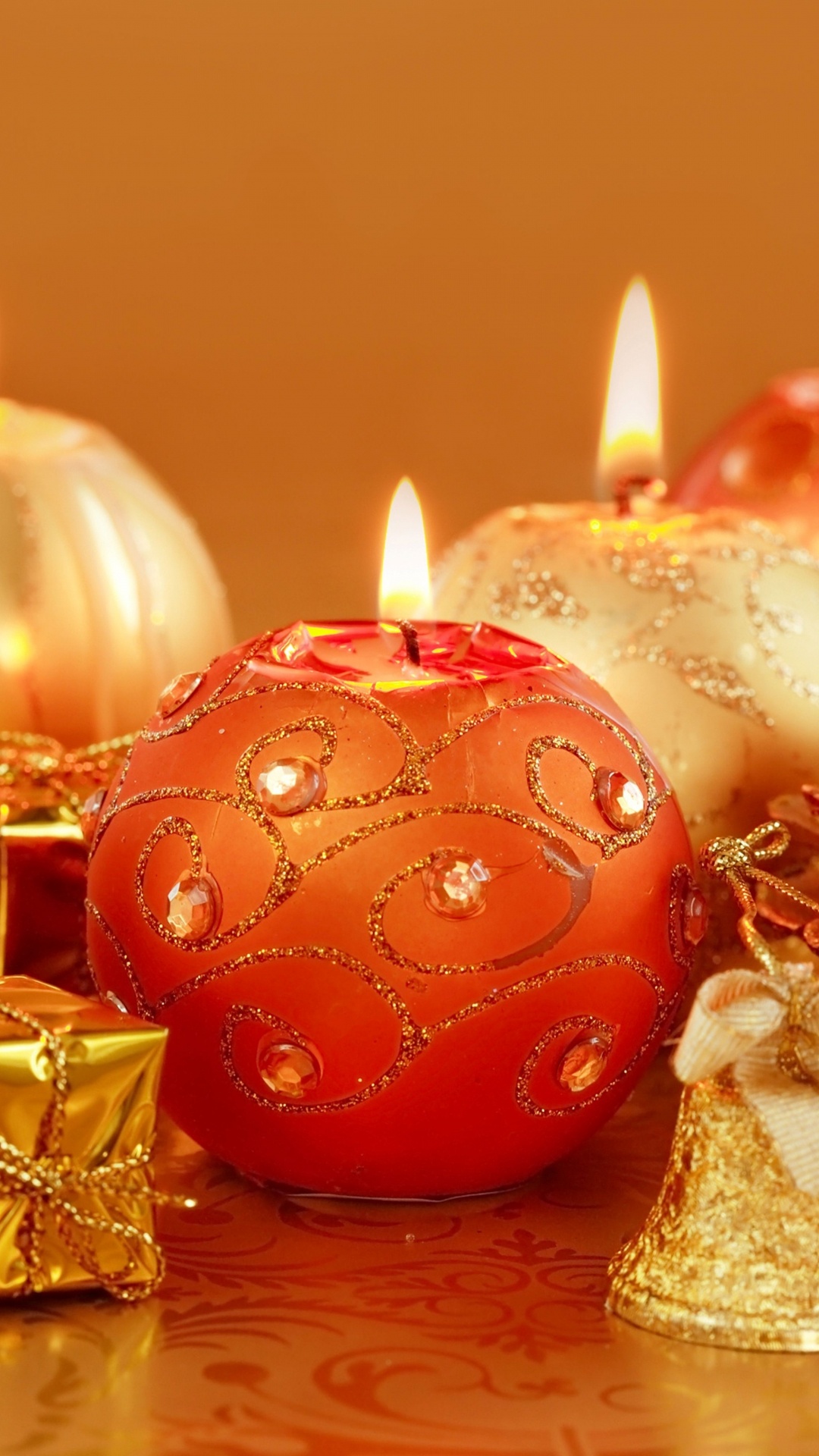 圣诞节那天, 新的一年, 仍然生活, 圣诞节的装饰品, 橙色 壁纸 1080x1920 允许