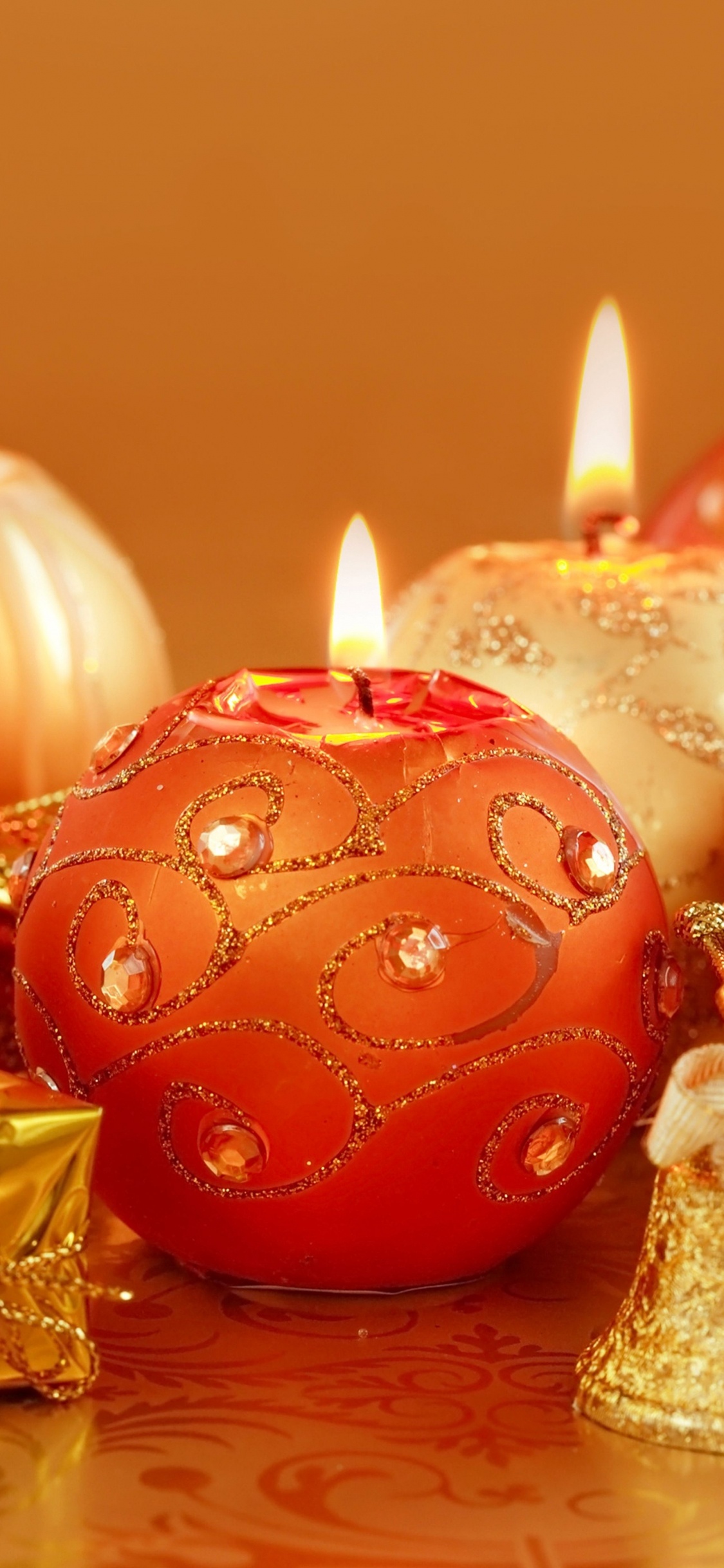 圣诞节那天, 新的一年, 仍然生活, 圣诞节的装饰品, 橙色 壁纸 1125x2436 允许