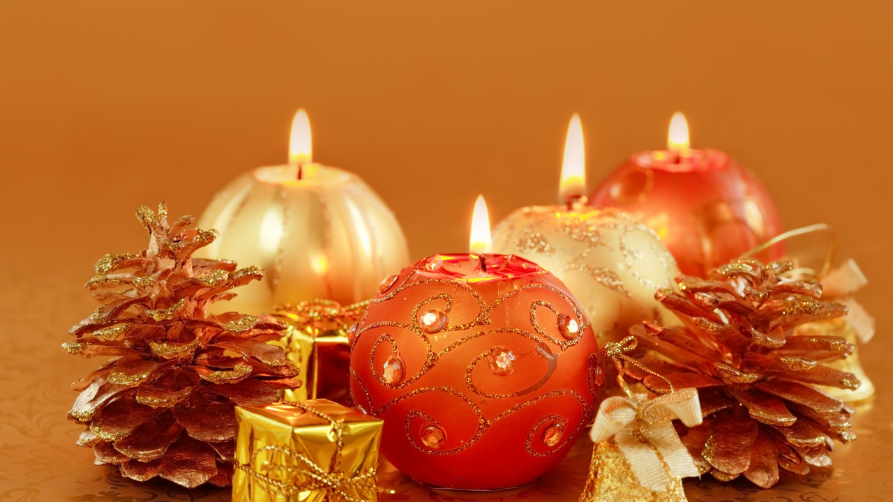圣诞节那天, 新的一年, 仍然生活, 圣诞节的装饰品, 橙色 壁纸 1280x720 允许