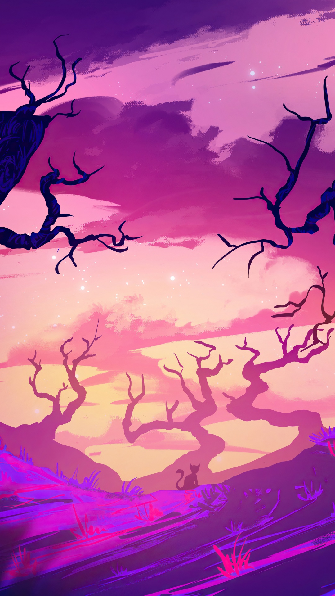 Purpur, Branch, Baum, Cloud. Wallpaper in 1080x1920 Resolution