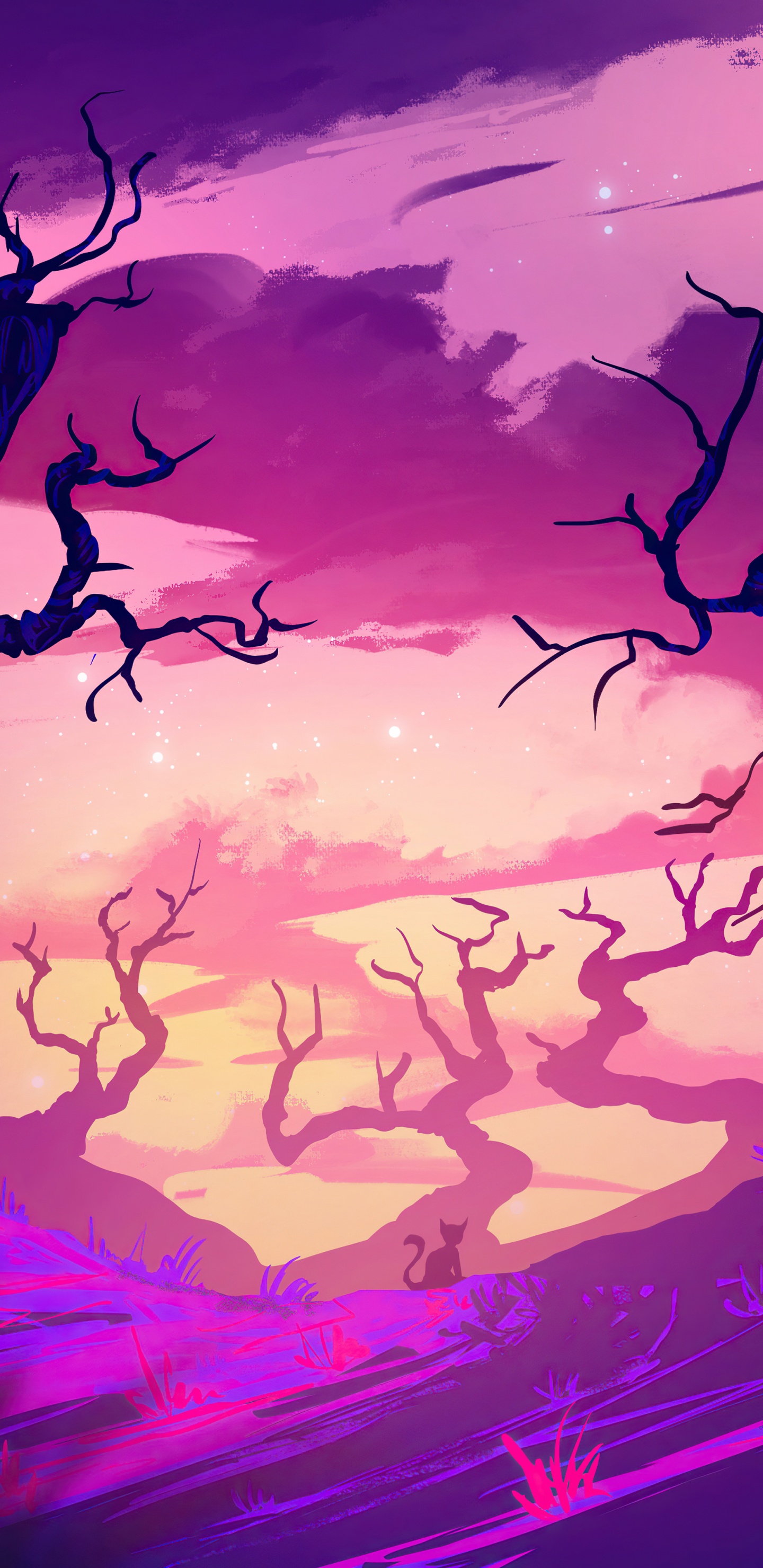 Purpur, Branch, Baum, Cloud. Wallpaper in 1440x2960 Resolution