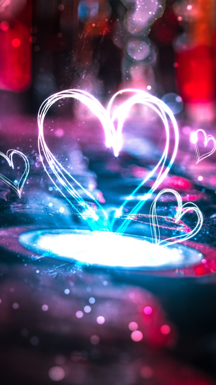 Heart, Light, Water, Purple, Red. Wallpaper in 720x1280 Resolution