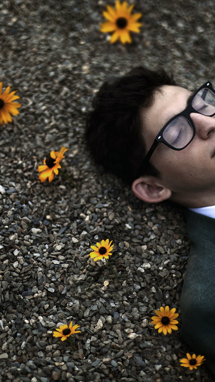 Technology, Glasses, Eyewear, Yellow, Flower. Wallpaper in 750x1334 Resolution