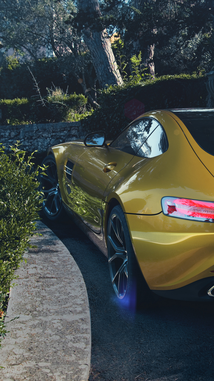 Yellow Porsche 911 Parked on Gray Concrete Pavement. Wallpaper in 750x1334 Resolution