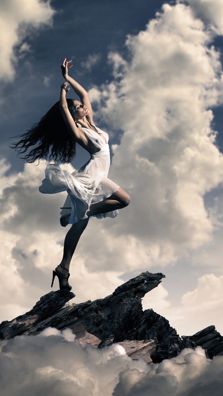 Flying Girl Aesthetic, Paint by Number, Painting, Art, Cloud. Wallpaper in 720x1280 Resolution