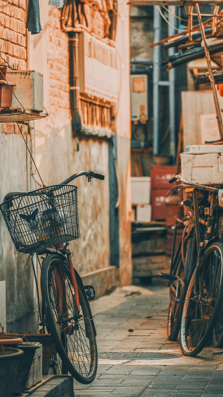 Alley, Bike, Road Bike, Bicycle, Wheel. Wallpaper in 750x1334 Resolution