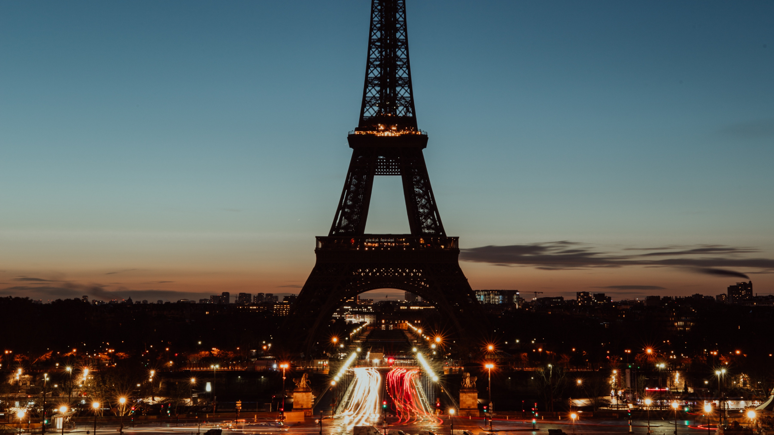 Eiffel Tower in Paris During Night Time. Wallpaper in 2560x1440 Resolution