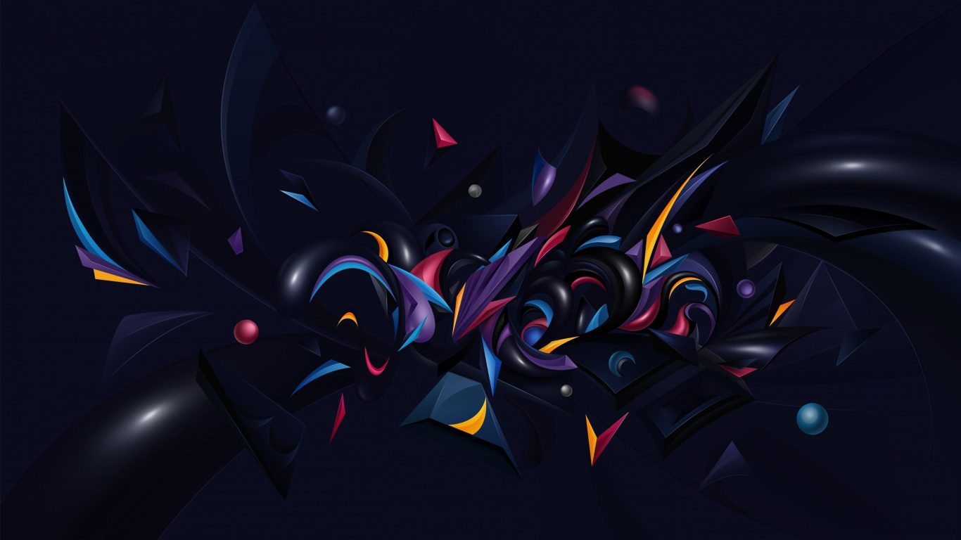 分形技术, 图形设计, 黑暗 壁纸 1366x768 允许