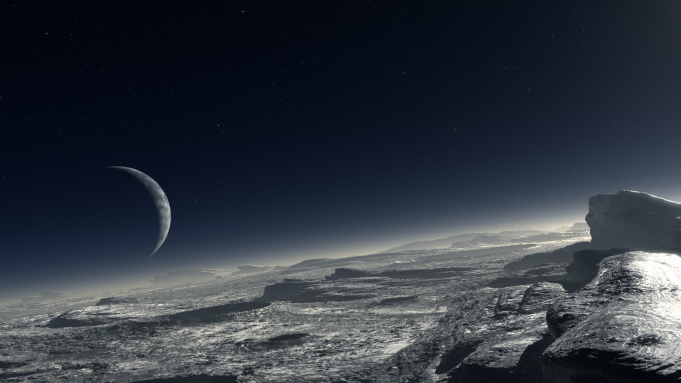 Montagne Blanche et Noire Sous un Ciel Bleu Pendant la Nuit. Wallpaper in 1366x768 Resolution