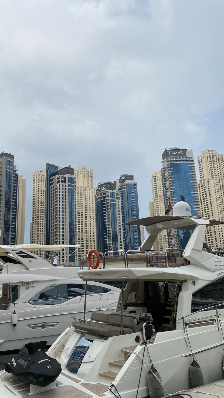 Marina, Tower Block, Watercraft, Cityscape, Metropolis. Wallpaper in 720x1280 Resolution