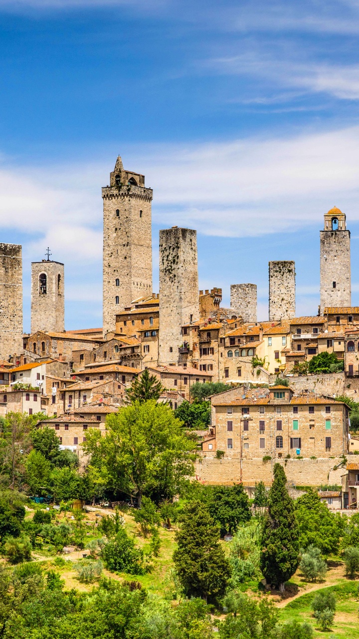 圣吉米纳诺, 锡耶纳, 里程碑, 城市, 村庄 壁纸 720x1280 允许