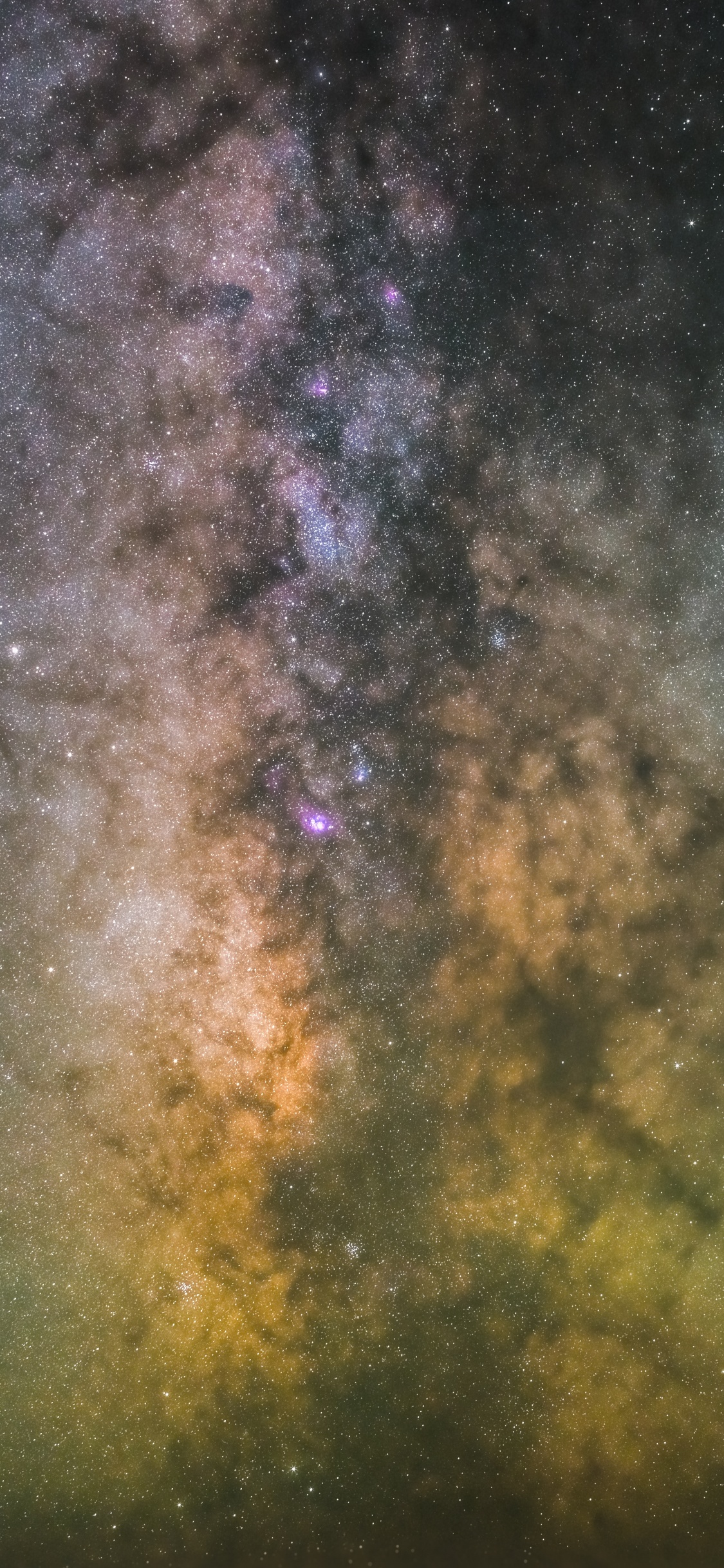 Lila Und Braune Galaxie Illustration. Wallpaper in 1125x2436 Resolution