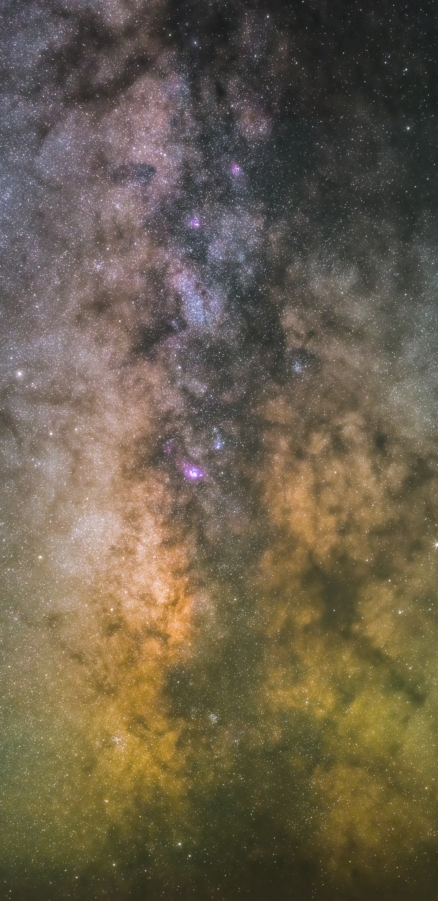 Illustration de Galaxie Violette et Brune. Wallpaper in 1440x2960 Resolution