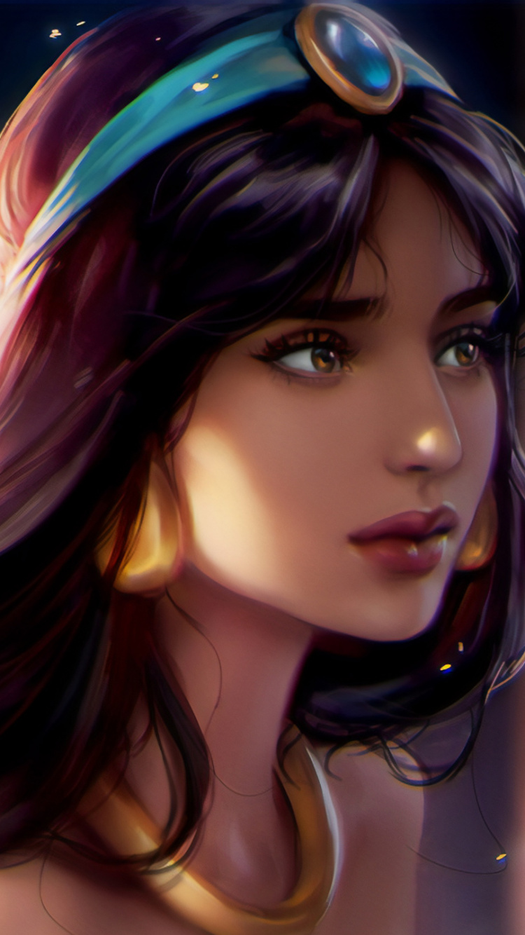 Femme Aux Cheveux Bruns et Aux Yeux Bleus. Wallpaper in 750x1334 Resolution