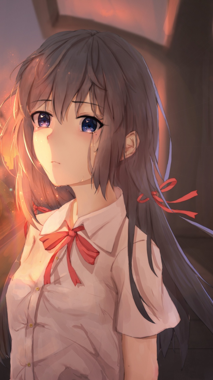 Brown Haired Female Anime Character. Wallpaper in 720x1280 Resolution