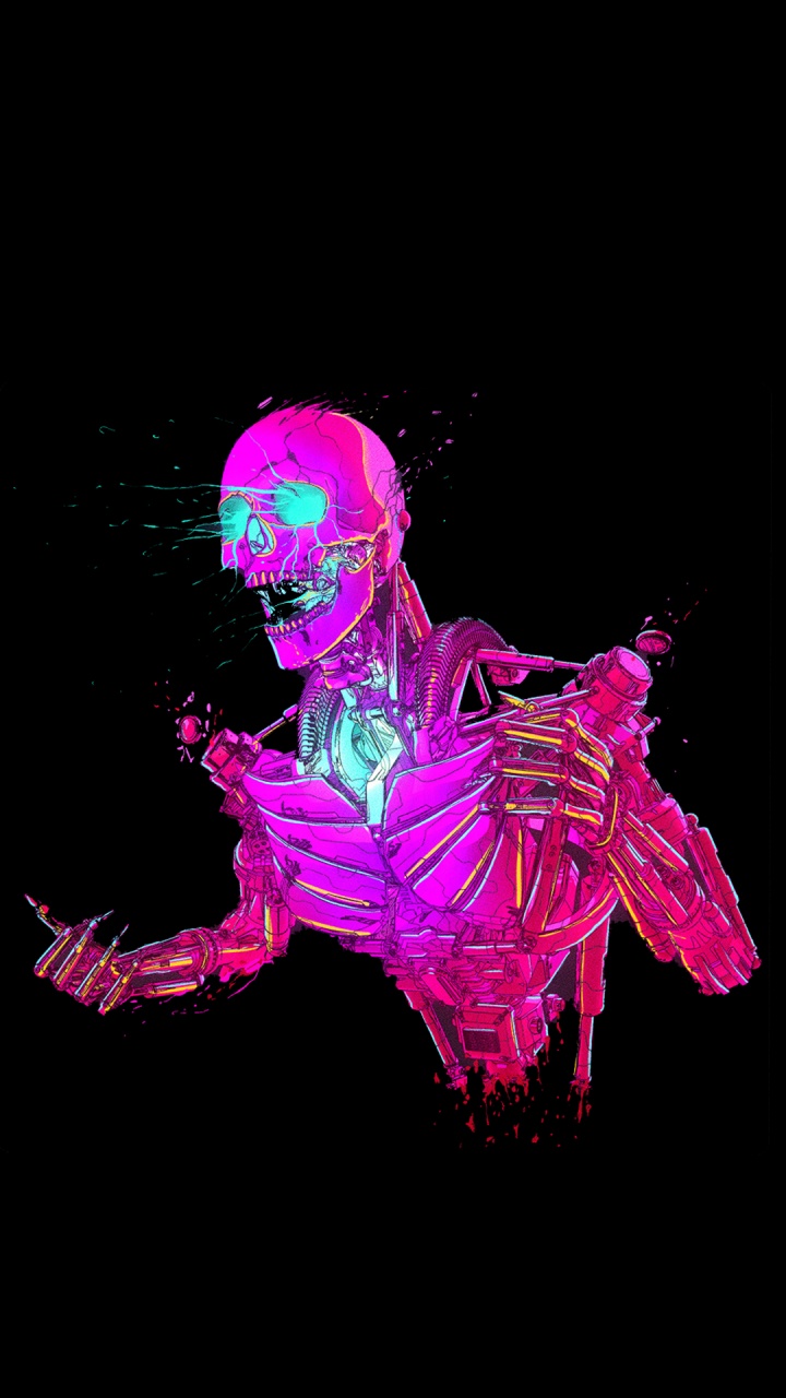 Skeleton, Amoled, Pink, Magenta, Art. Wallpaper in 720x1280 Resolution