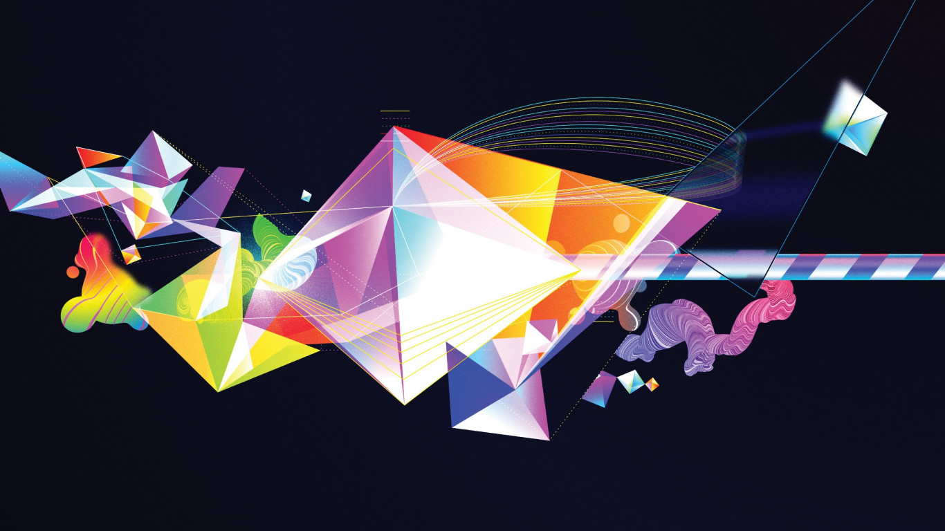 Yellow Pink and Blue Abstract Art. Wallpaper in 1366x768 Resolution