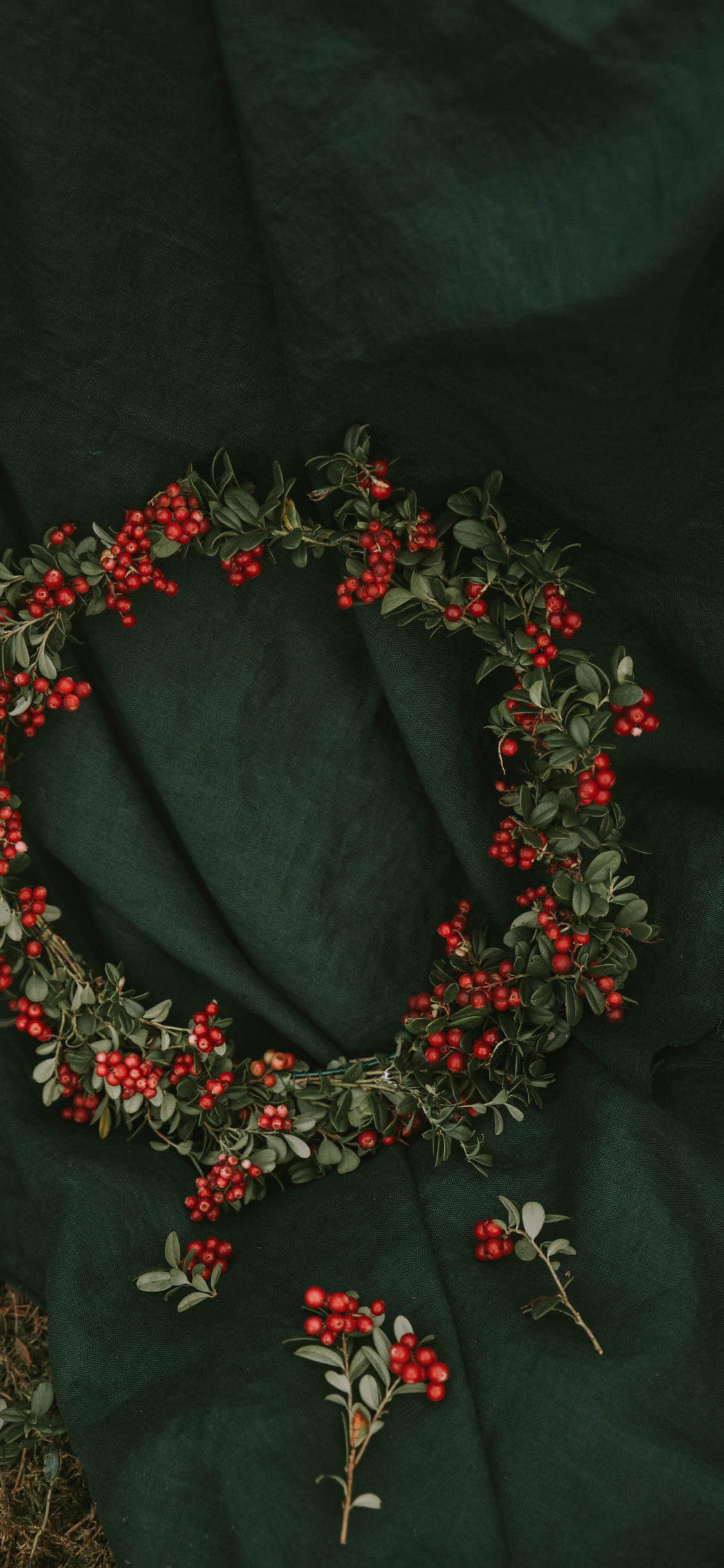 Couronne de Fleurs Rouge et Verte. Wallpaper in 1125x2436 Resolution