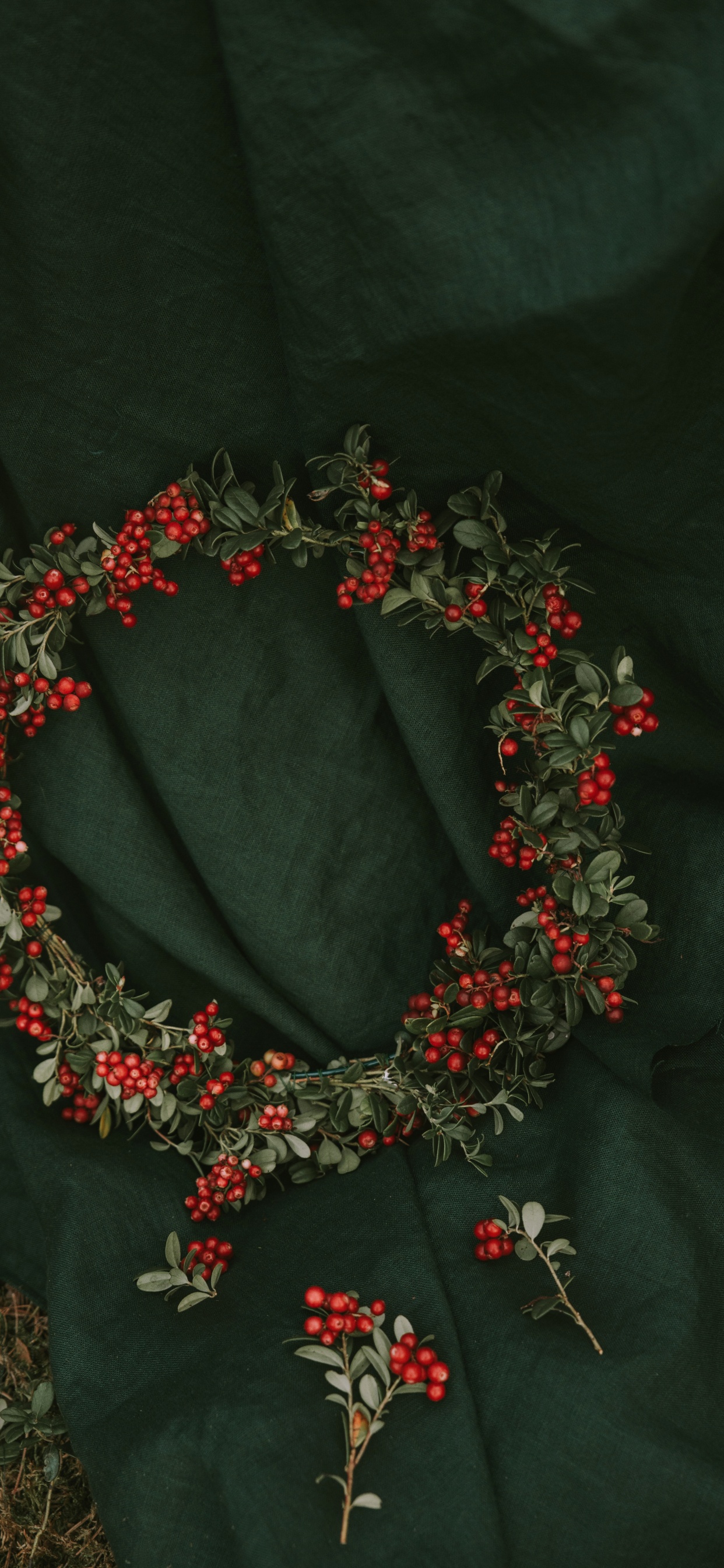 Couronne de Fleurs Rouge et Verte. Wallpaper in 1242x2688 Resolution