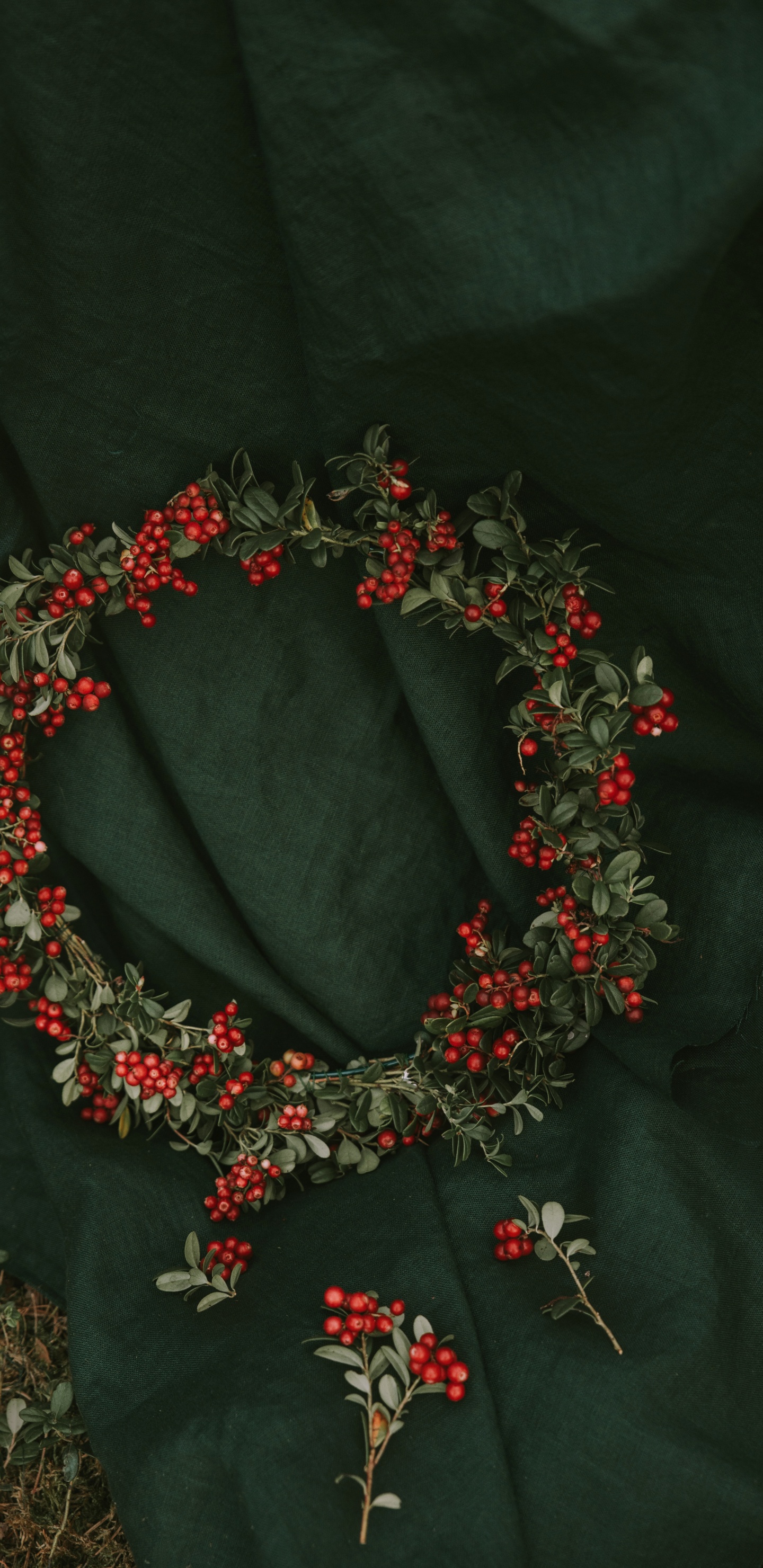 Couronne de Fleurs Rouge et Verte. Wallpaper in 1440x2960 Resolution