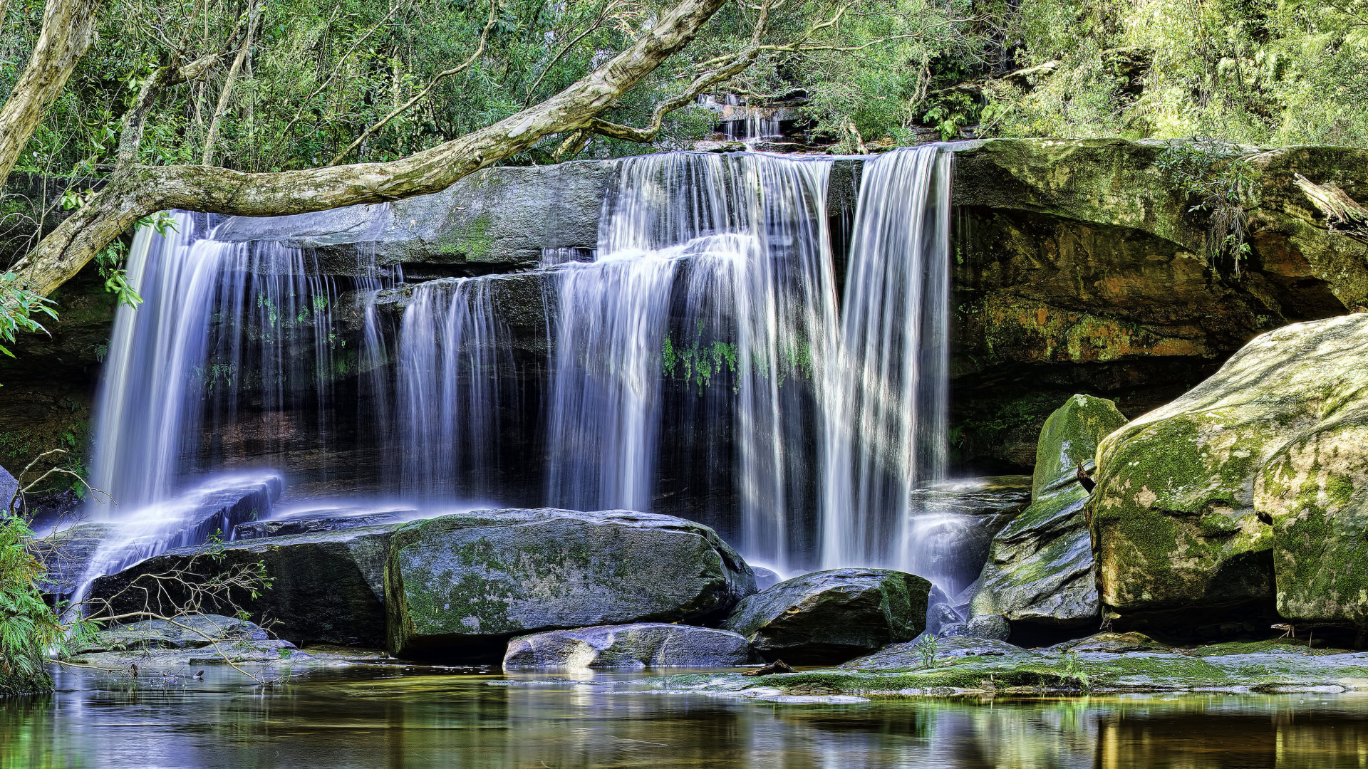 Water Falls on Rocky Shore During Daytime. Wallpaper in 1920x1080 Resolution