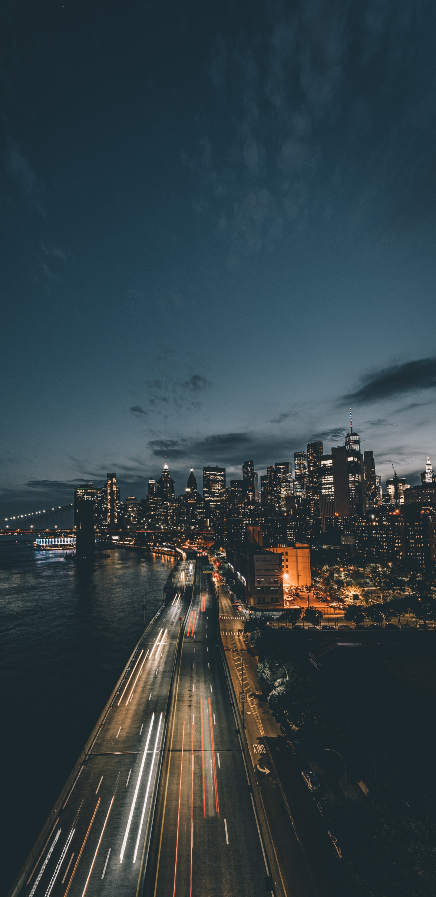 Night, City, Cloud, Water, Building. Wallpaper in 1440x2960 Resolution