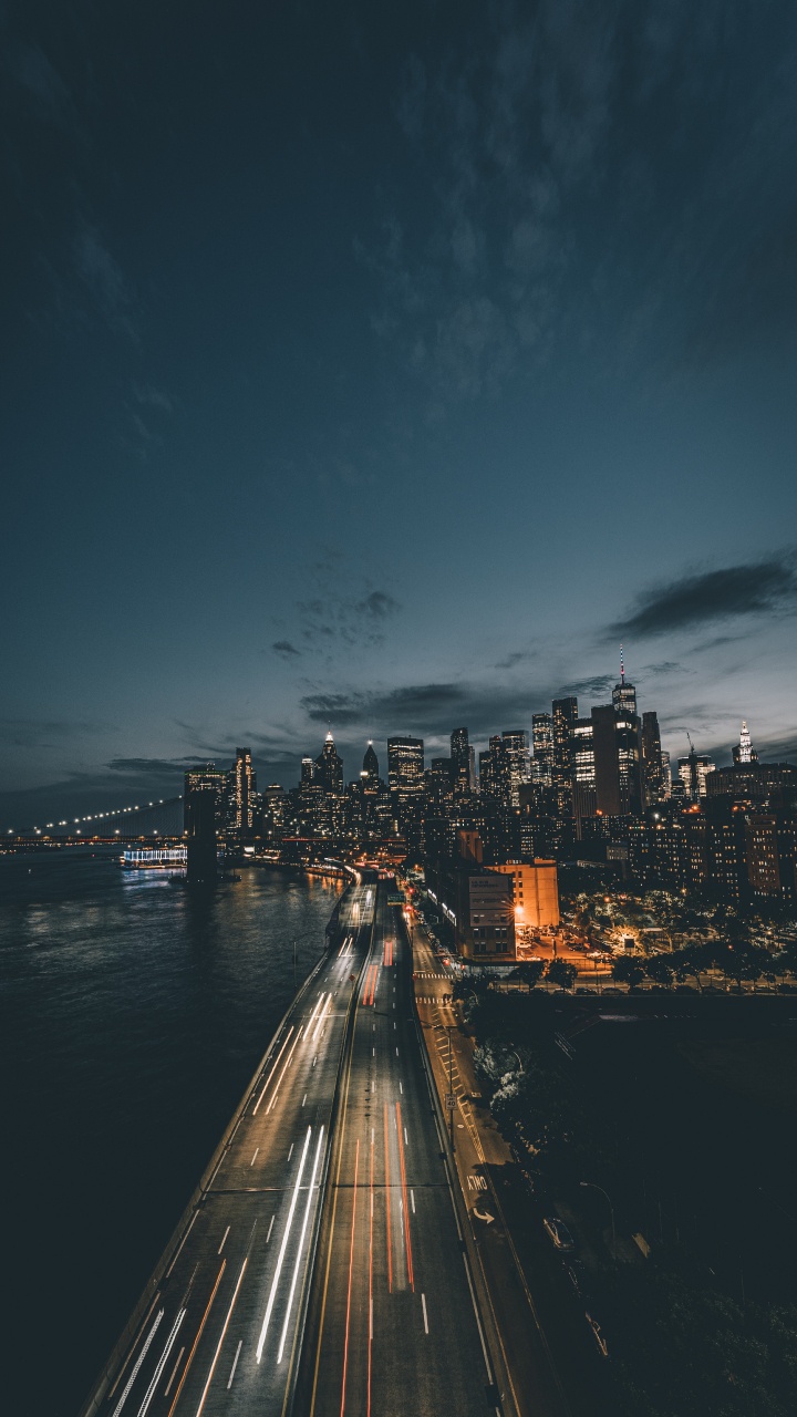 Night, City, Cloud, Water, Building. Wallpaper in 720x1280 Resolution