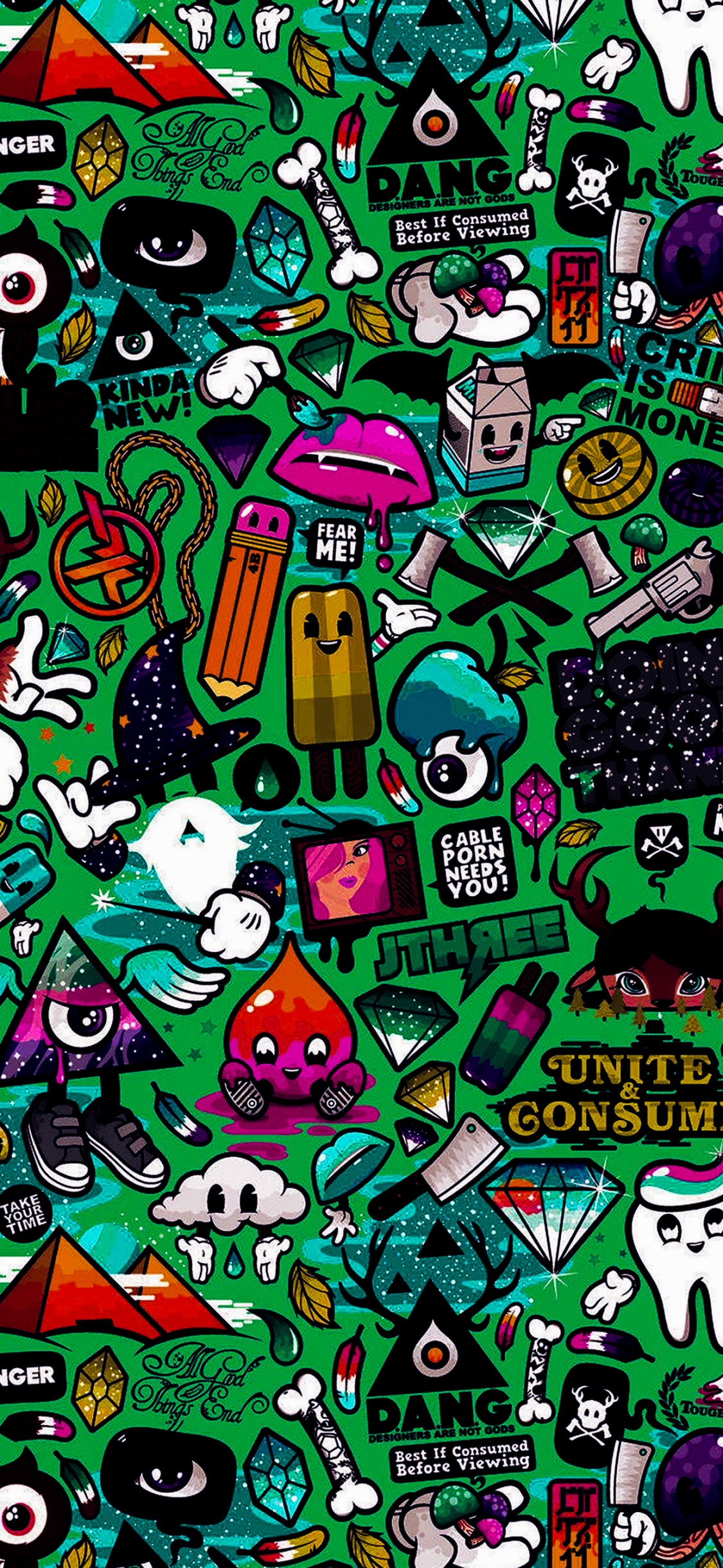 Graffiti Oberstes Gebot, Streetart, Graffiti, Cartoon, Kunst. Wallpaper in 1125x2436 Resolution