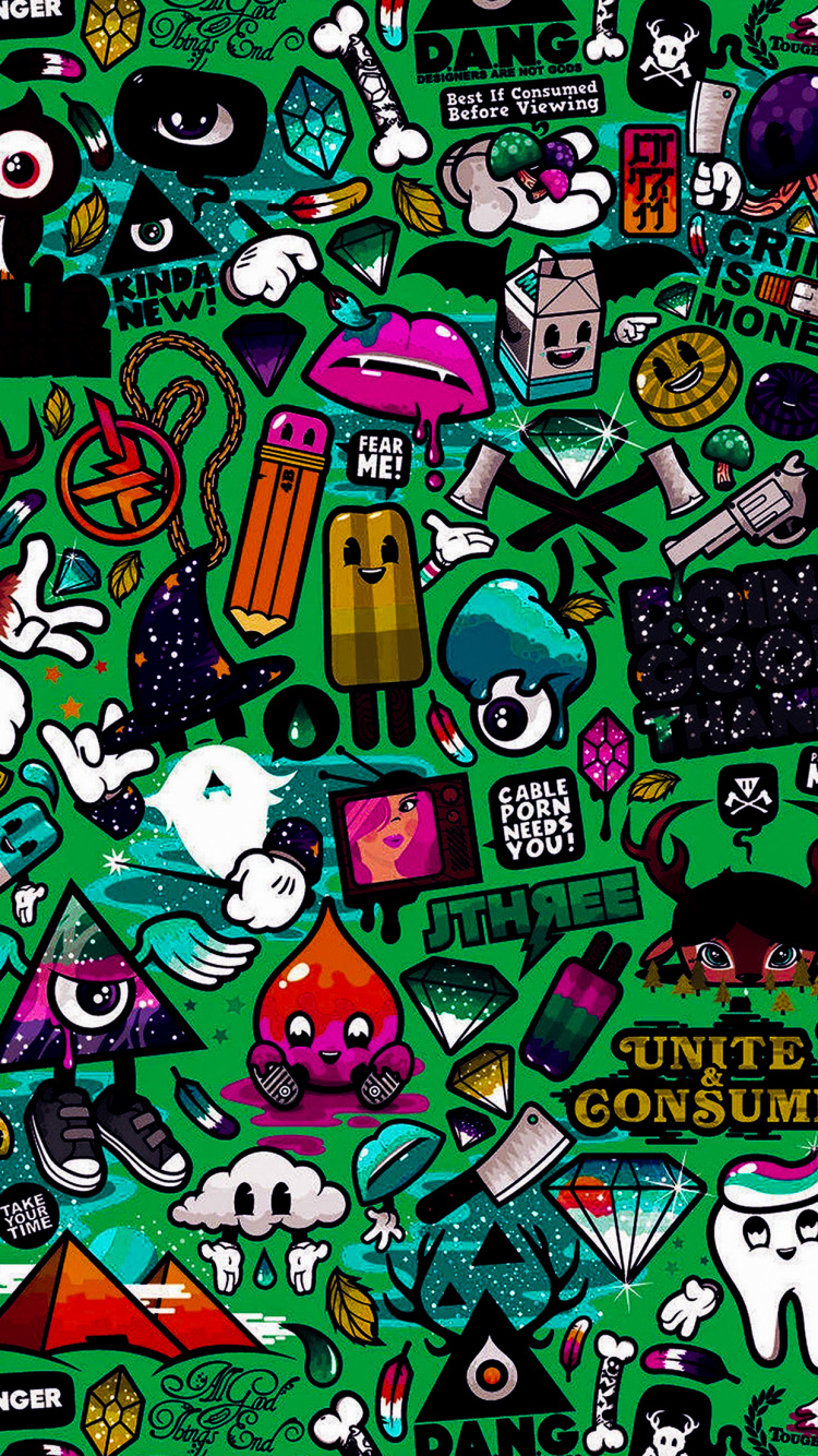 Graffiti Supreme, Street Art, Graffiti, Cartoon, Art. Wallpaper in 750x1334 Resolution