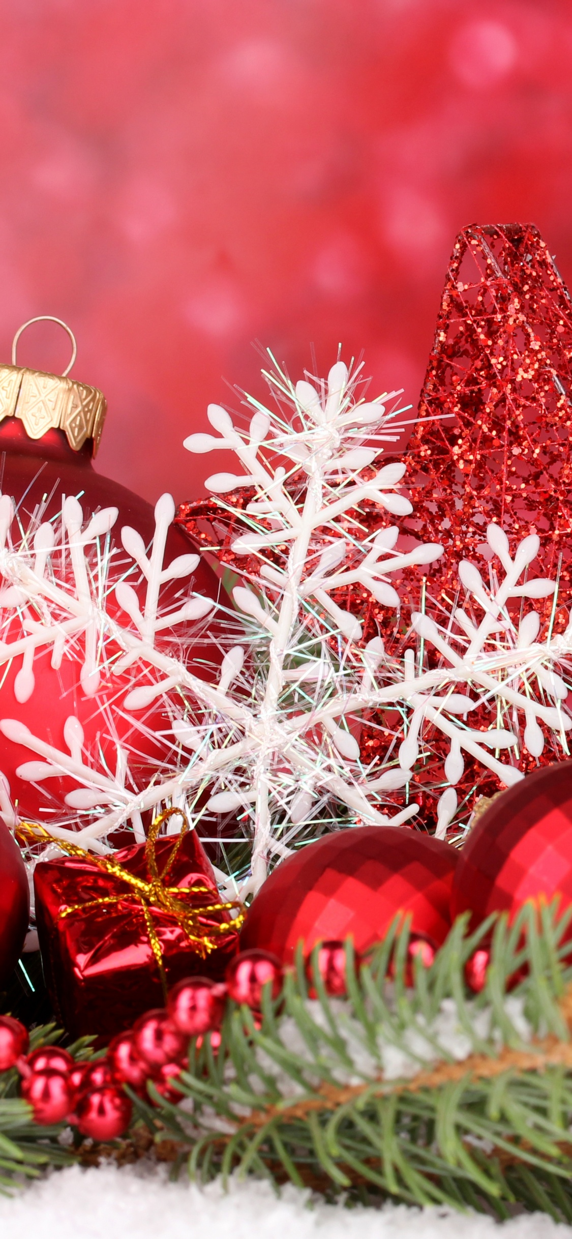Christmas Day, New Year, Christmas Ornament, Christmas Decoration, Red. Wallpaper in 1125x2436 Resolution