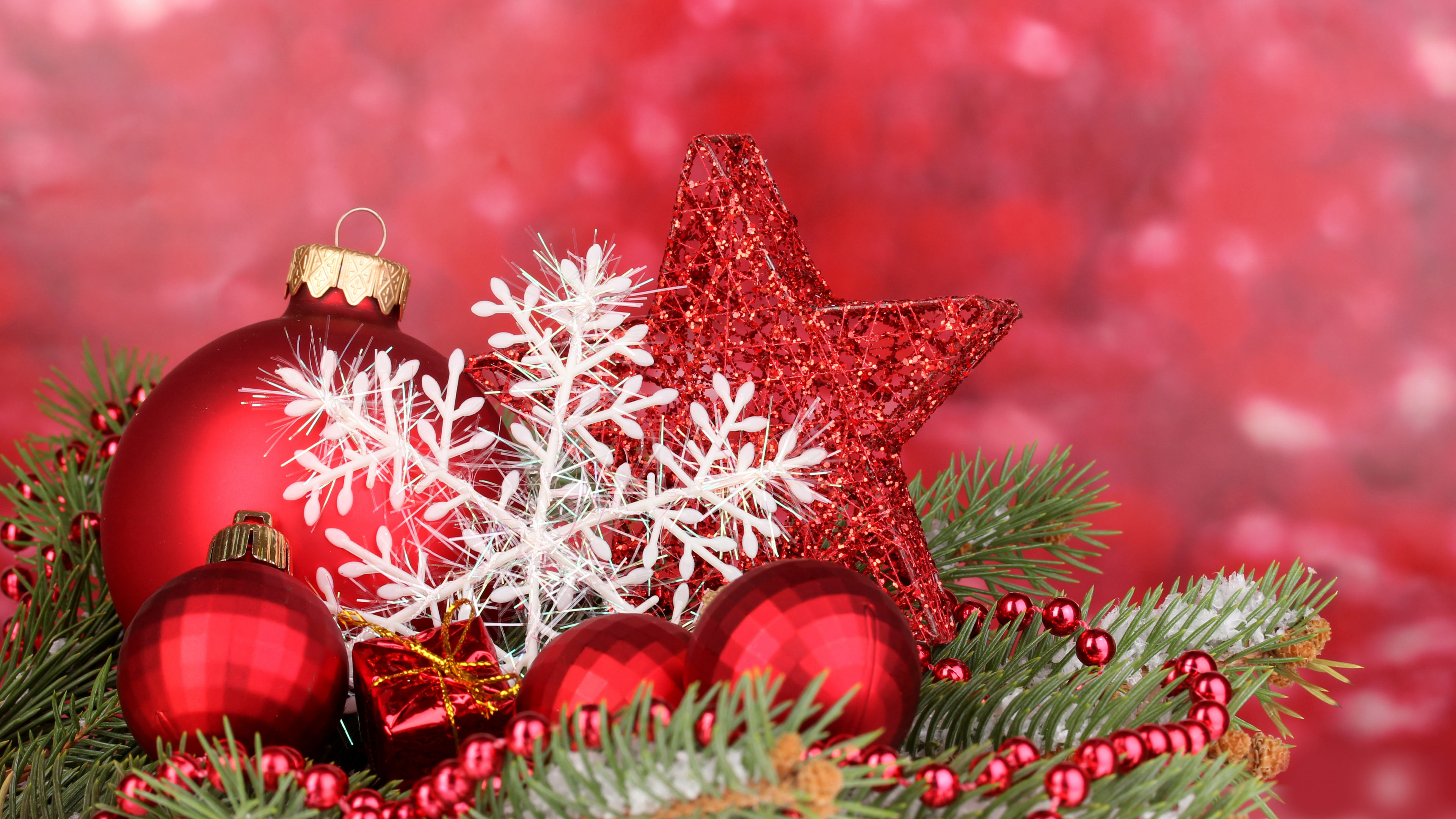 Christmas Day, New Year, Christmas Ornament, Christmas Decoration, Red. Wallpaper in 3840x2160 Resolution