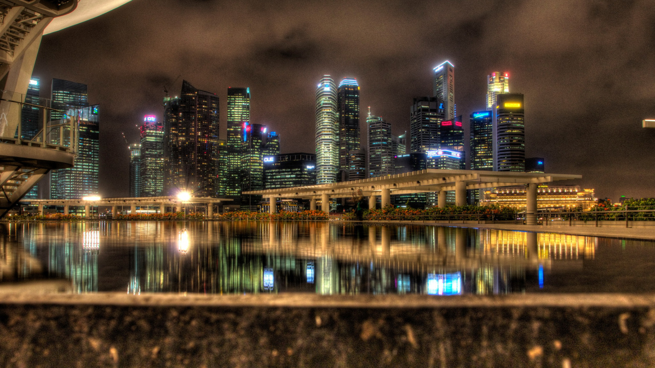 City Skyline During Night Time. Wallpaper in 1280x720 Resolution