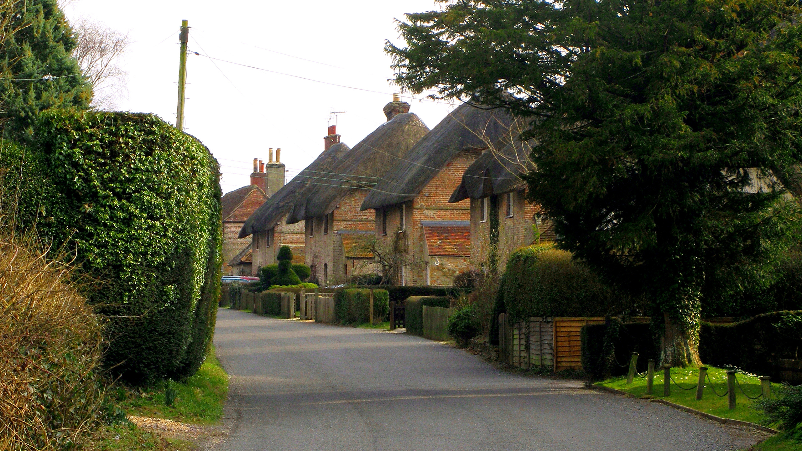 Casa Marrón y Gris Cerca de Árboles Verdes Durante el Día. Wallpaper in 2560x1440 Resolution