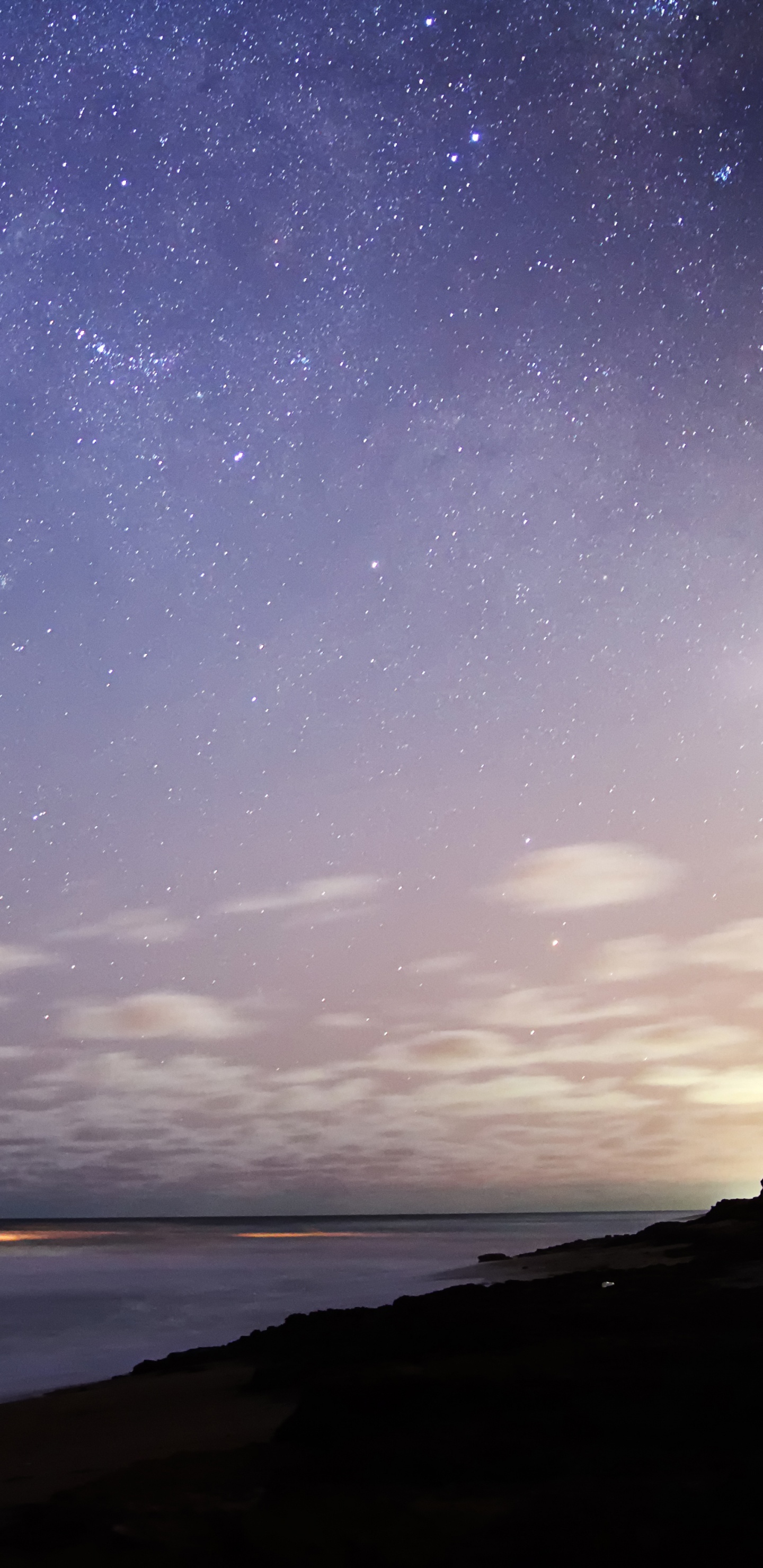 Body of Water Under Starry Night. Wallpaper in 1440x2960 Resolution