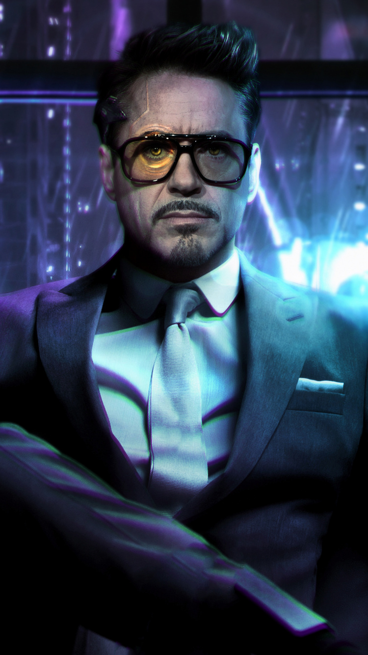 Cyberpunk, Robert Downey Jr, Thanos, L'homme de Fer, L'homme. Wallpaper in 750x1334 Resolution